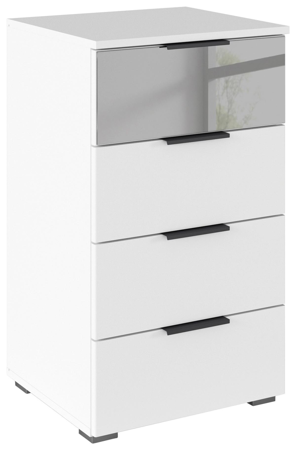 Kommode Skyla Weiß B: 47 cm - Alufarben/Weiß, MODERN, Glas/Holzwerkstoff (47/81/42cm) - Rauch Möbel