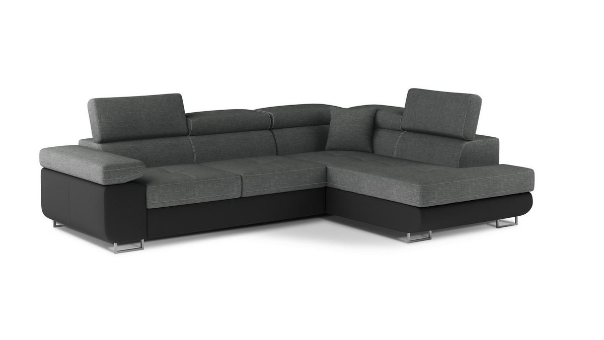 Ecksofa Anton Grau/schwarz S:272x203cm - Chromfarben/Schwarz, Design, Textil (272/203cm) - MID.YOU