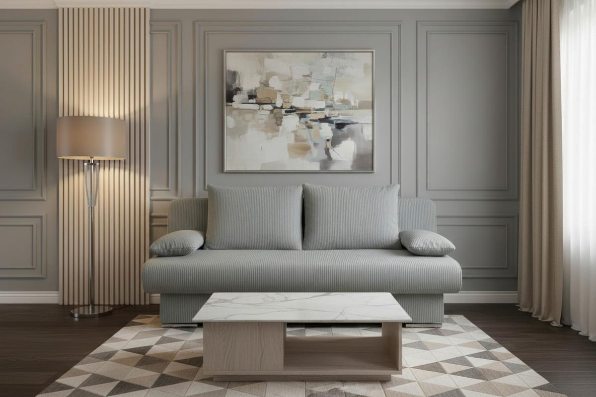 Schlafsofa Bora Mintgrün B: 193 cm - Chromfarben/Schwarz, Design, Holzwerkstoff/Textil (193/86/85cm) - P & B