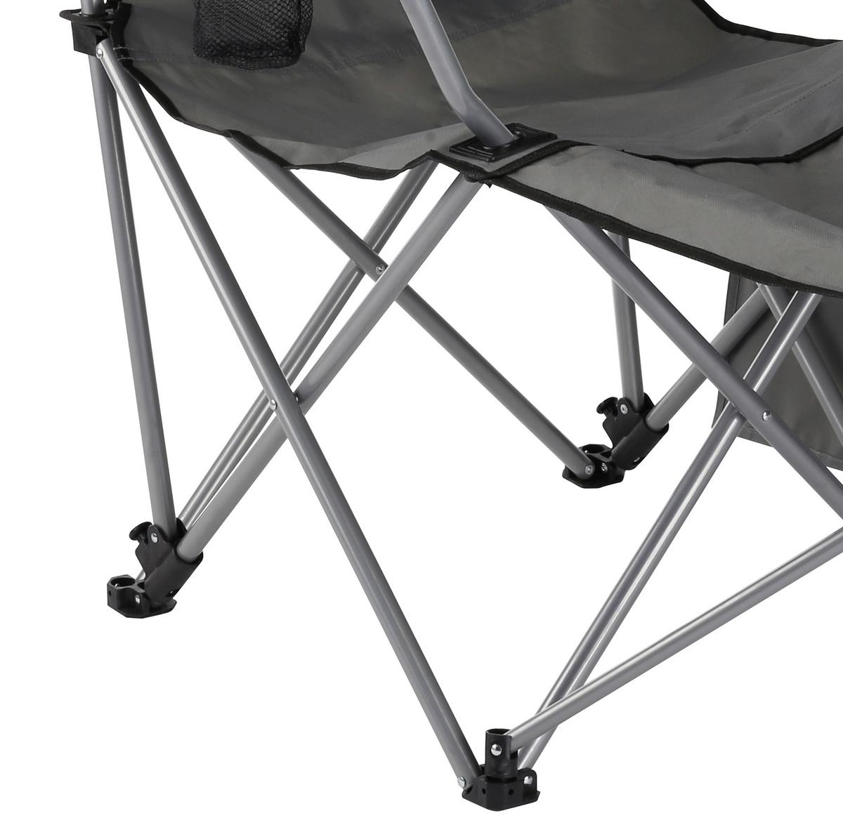 Campingstuhl Klappbar Mit Getränkehalter Und Staufächern - Grau, Basics, Textil/Metall (60/88/118cm)