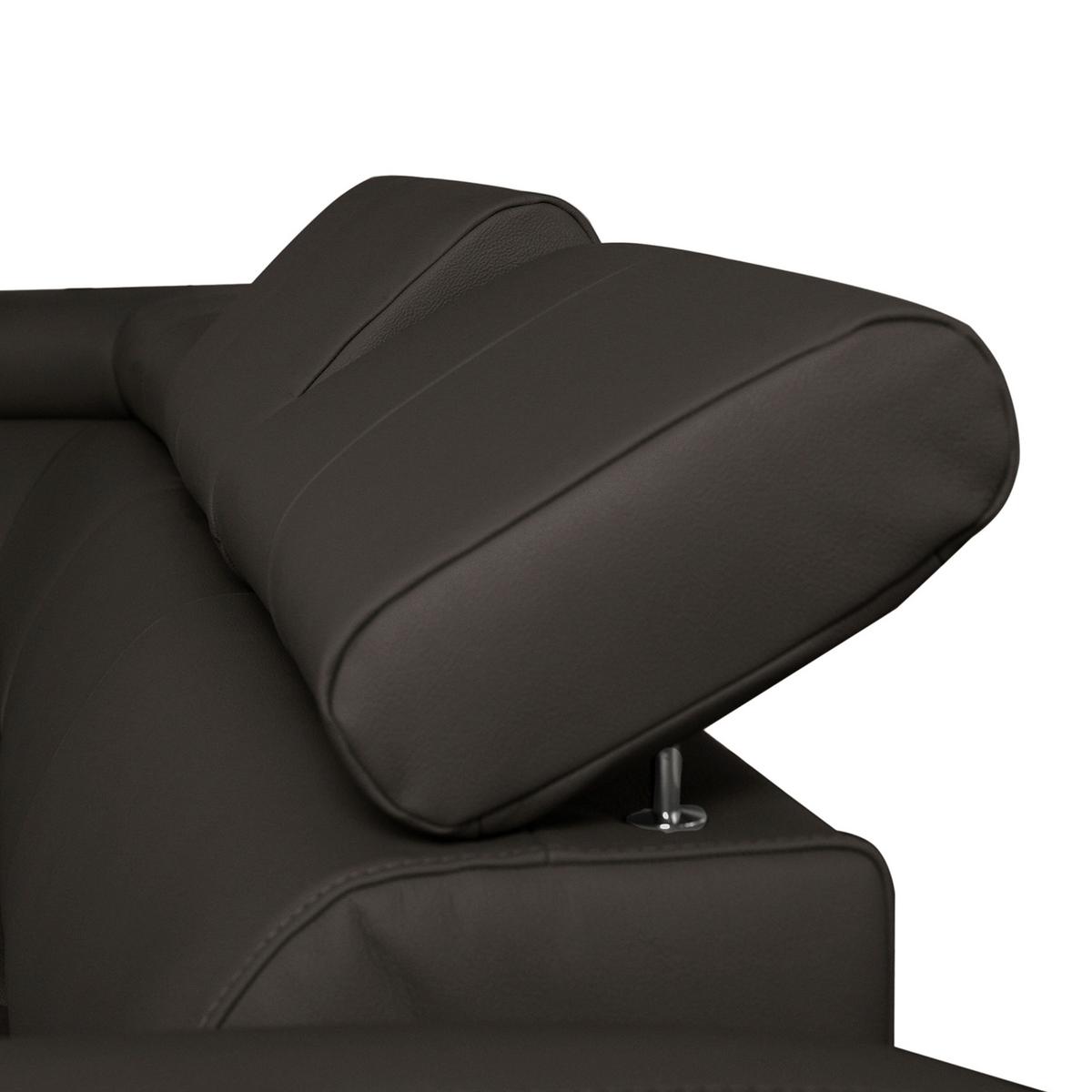 Ecksofa Aspen Dunkelbraun S: 176 Cm - Chromfarben/Dunkelbraun, Design, Leder/Textil (176/242cm) - Livetastic