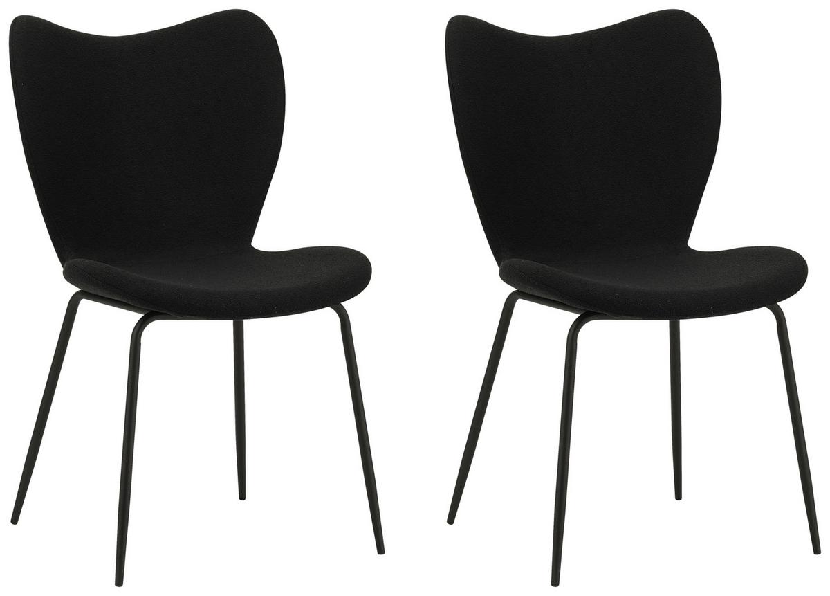 Stuhl-Set Caen Schwarz B: 50 cm - Schwarz, MODERN, Textil/Metall (50/88,5/42cm) - MID.YOU
