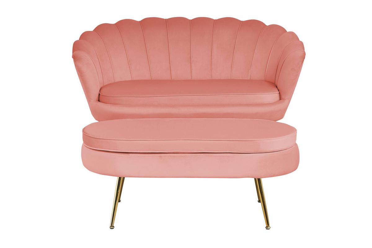 Hocker Rosa B: 99 Cm - Goldfarben/Rosa, MODERN, Textil (99/40/44cm) - Livetastic