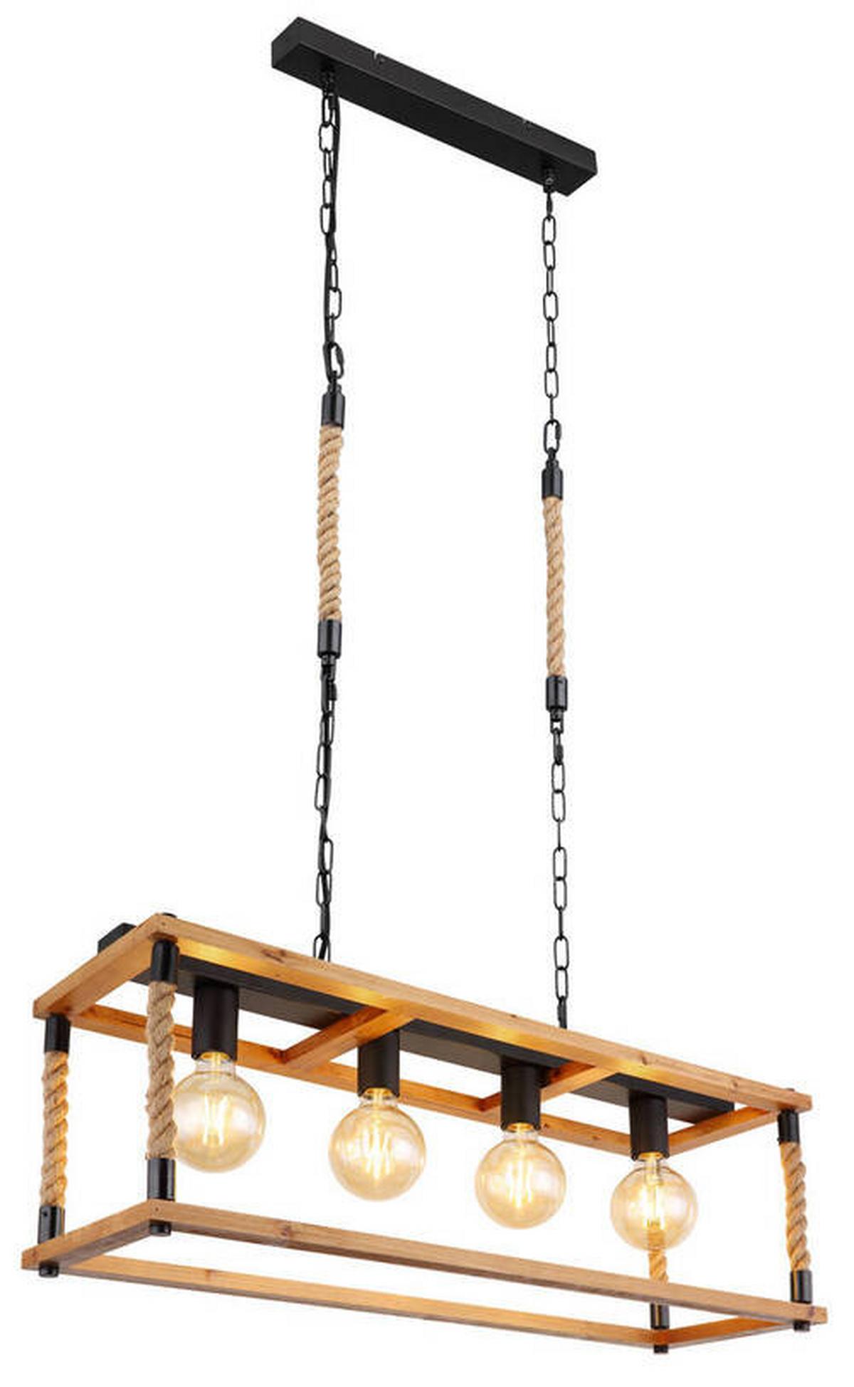 Hängeleuchte 15691-4h - Schwarz/Braun, Natur, Naturmaterialien/Holz (80/25/120cm) - Globo
