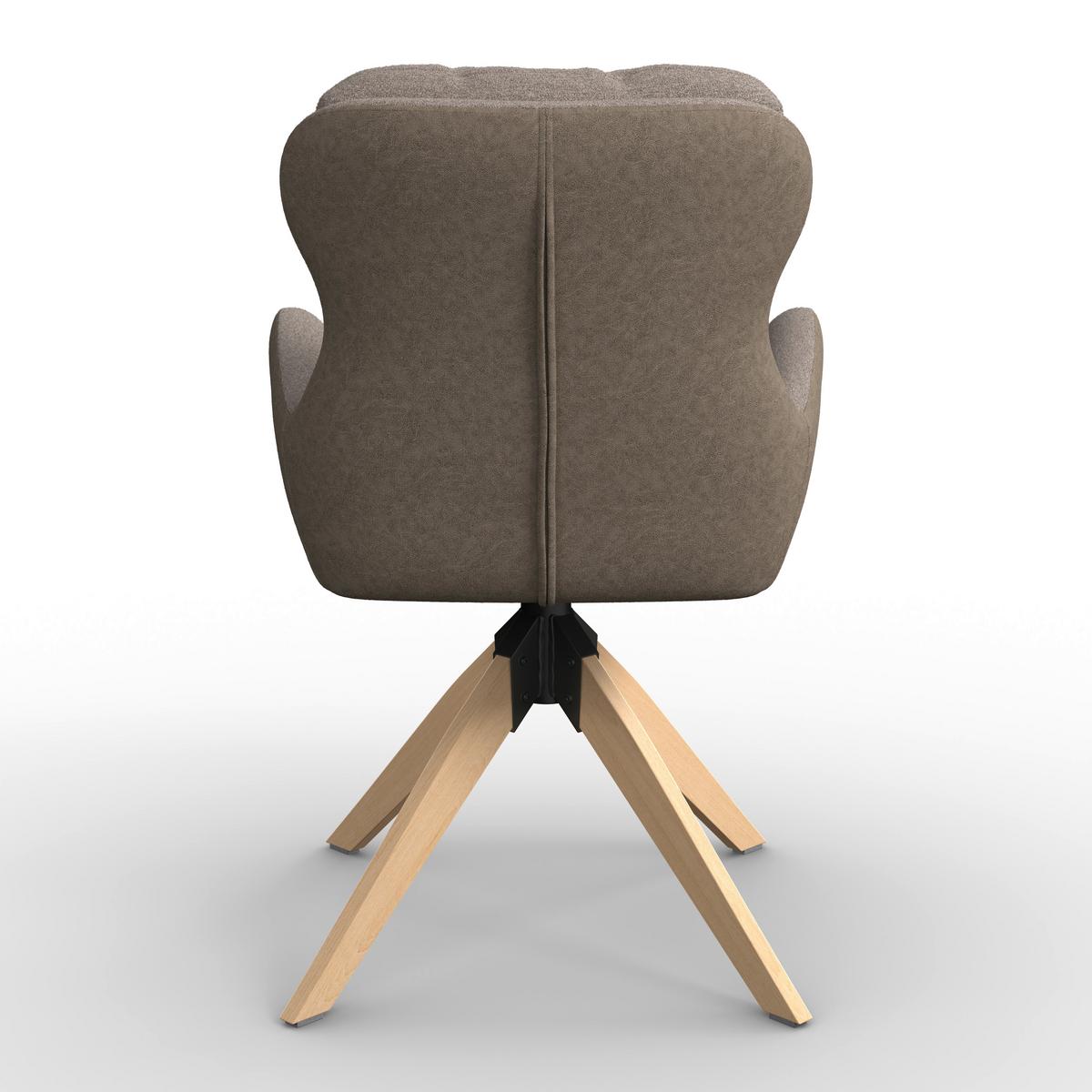 Židle s područkami Neelia, hnědá - přírodní barvy/hnědá, Moderní, kov/dřevo (71/60/94cm) - Bessagi Home