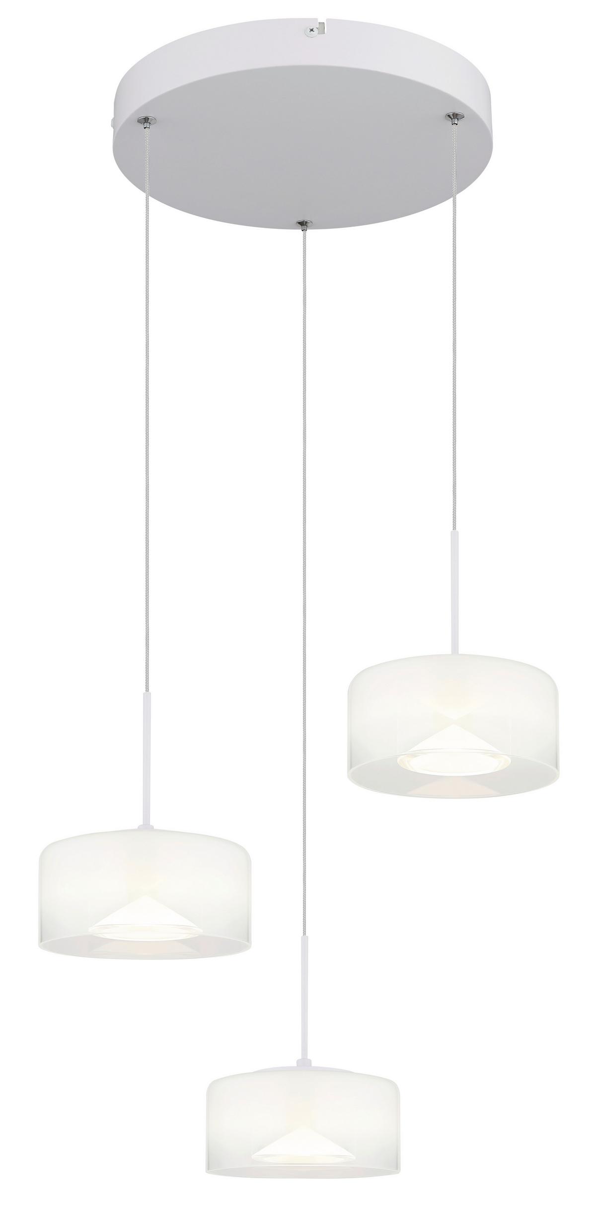 LED-Hängeleuchte Belinda Klar Opal Weiß D: 40 cm - Klar/Opal, Design, Glas/Kunststoff (40/150cm) - Globo