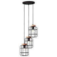 Hängeleuchte Gwen H: 165 Cm 3-Flammig, Höhenverstellbar - Schwarz/Braun, Design, Holz/Metall (42/165cm) - Brilliant