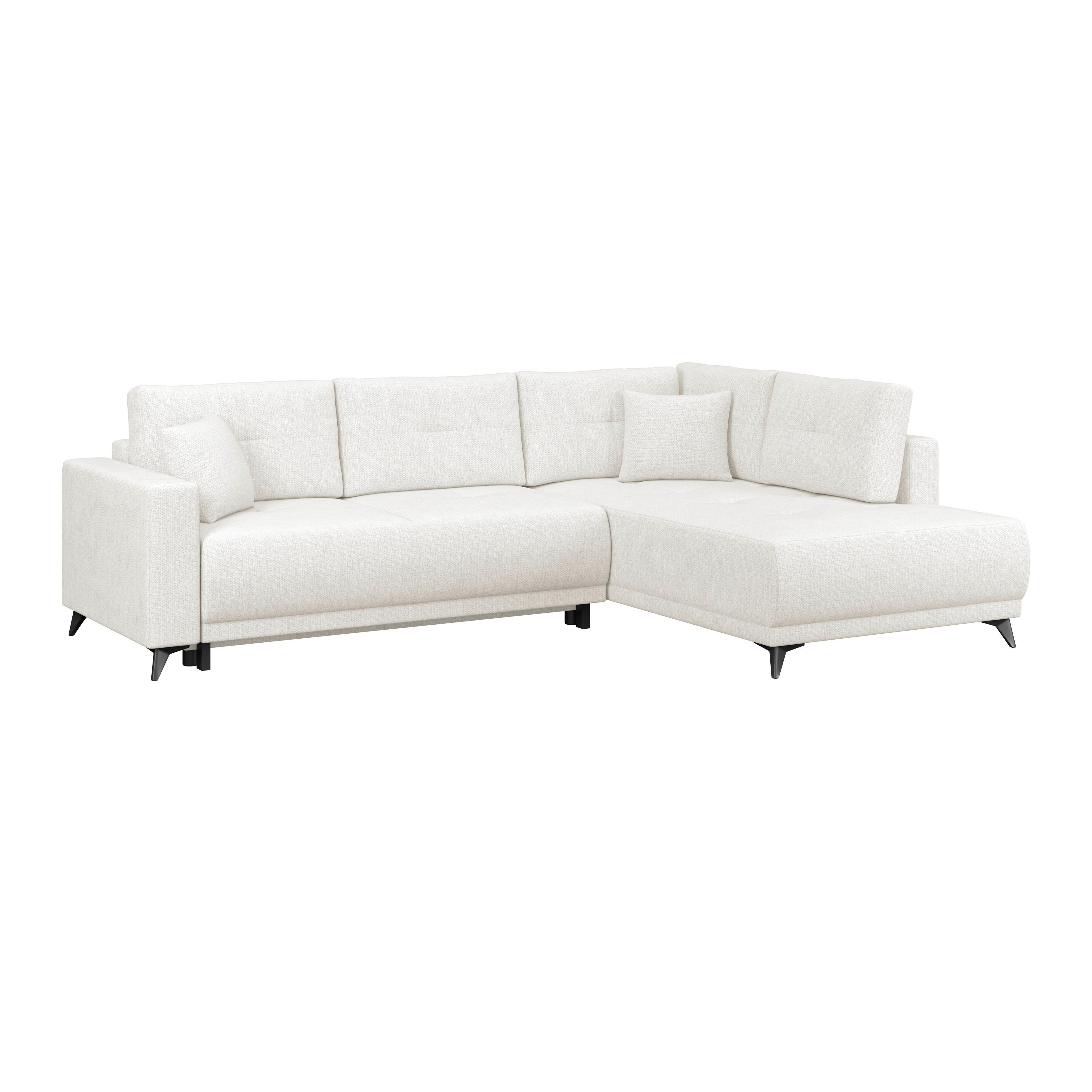 Ecksofa mit Schlaffunktion & Bettkasten Texas Creme - Creme/Schwarz, KONVENTIONELL, Holz (259/203cm)