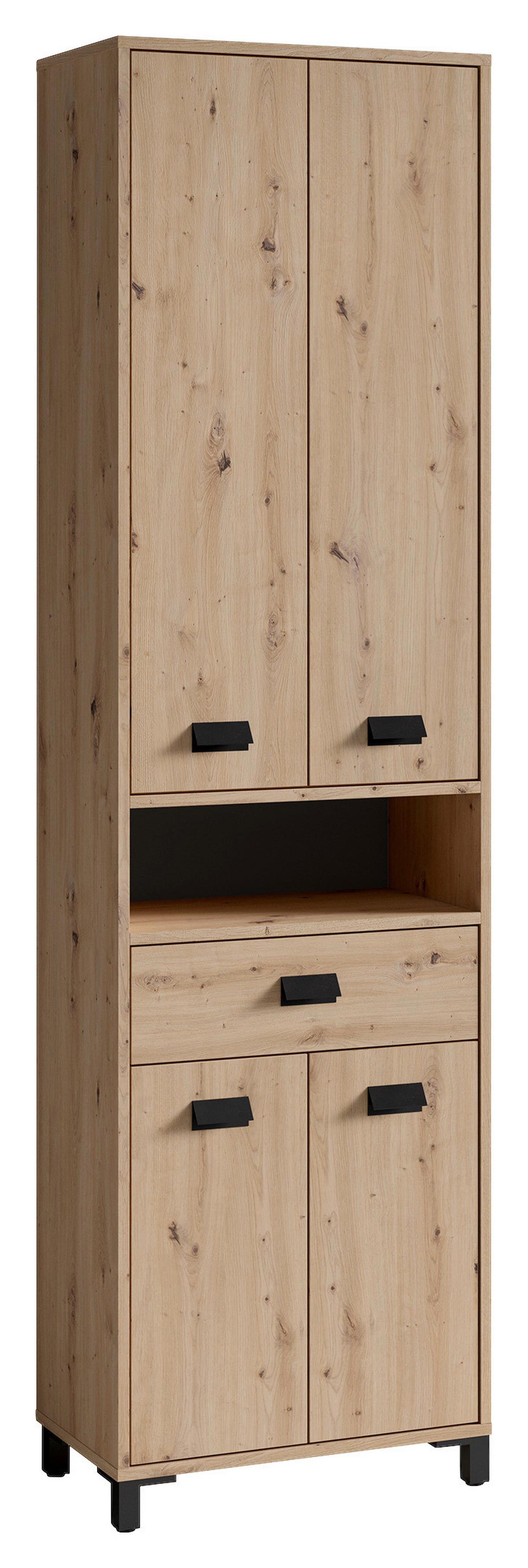 Badezimmer Wellness Eiche Artisan/Schwarz B: 194,5 cm - Schwarz/Eiche Artisan, MODERN, Holzwerkstoff/Kunststoff (194,5cm) - MID.YOU