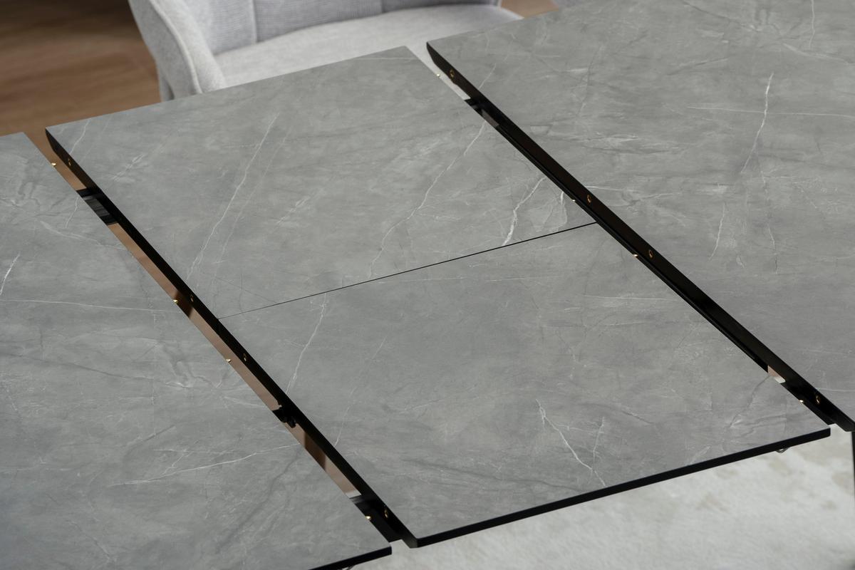 Esstisch Alvaro - Schwarz/Grau, LIFESTYLE, Holzwerkstoff/Metall (180/220/75/100cm) - MID.YOU