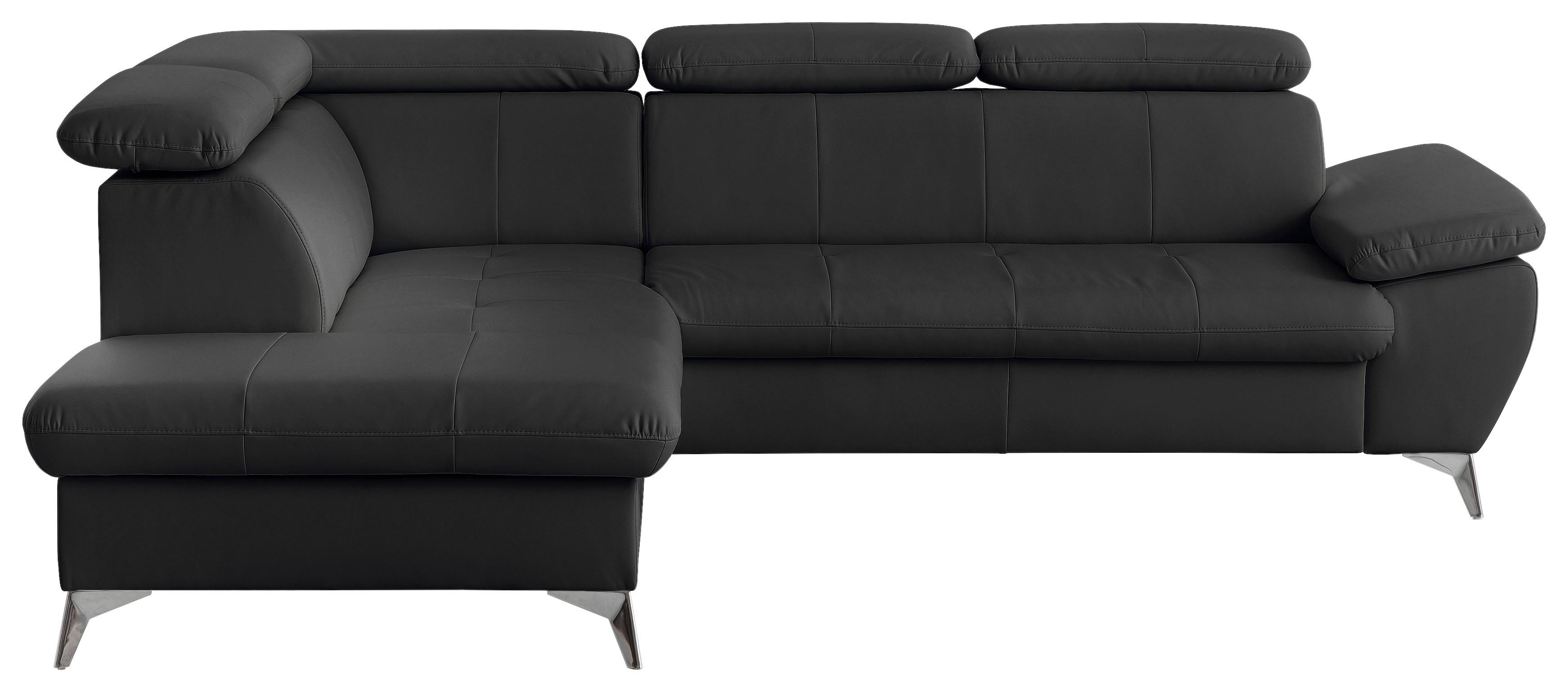 Ecksofa mit Schlaffunktion und Bettkasten Gisele Schwarz - Chromfarben/Schwarz, KONVENTIONELL, Textil (209/256cm) - Livetastic