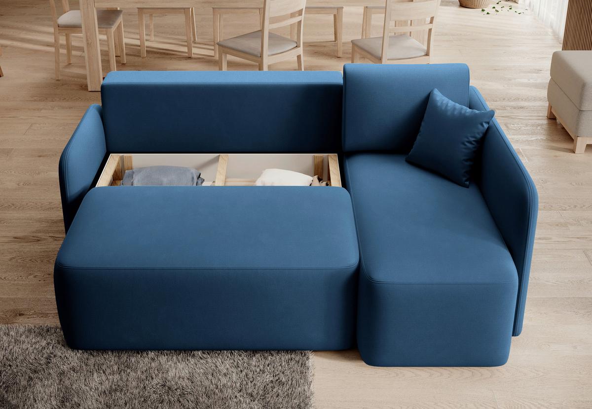 Ecksofa Hadson Blau S: 206x150 cm - Blau/Schwarz, Design, Textil (206/150cm) - MID.YOU