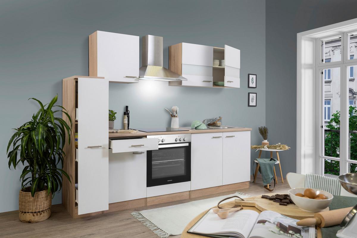 Küchenblock Merle Küchenblock 240 cm - Eichefarben/Weiß, Basics, Holzwerkstoff (240cm) - Respekta