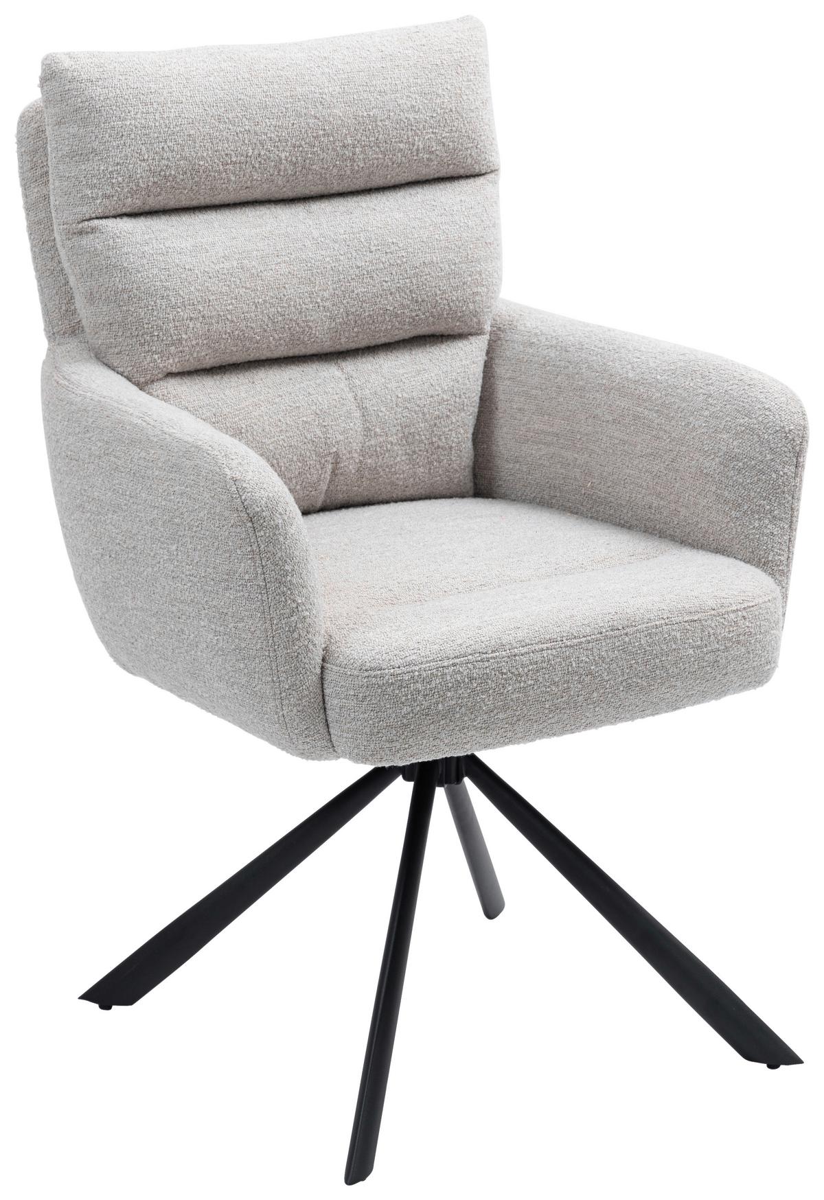Armlehnstuhl Elli Taupe Sitzfl. 180° Drehbar, B: 60cm - Taupe/Schwarz, KONVENTIONELL, Textil/Metall (60/95/67cm) - MID.YOU