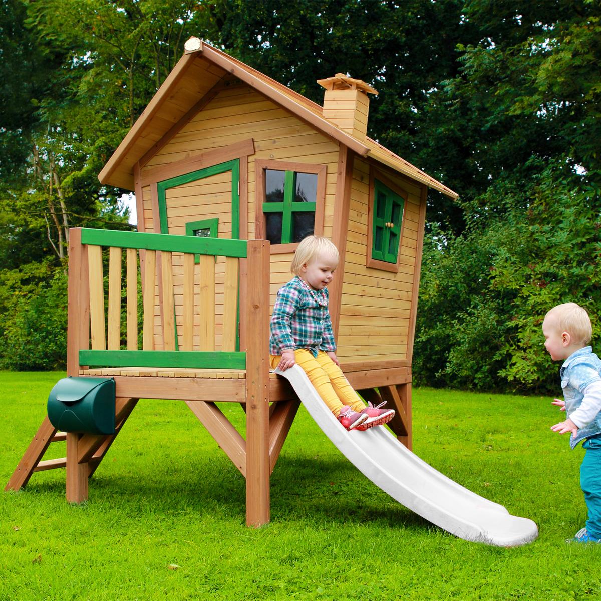 Spielhaus A030.045.90 - Weiß/Braun, KONVENTIONELL, Holz/Kunststoff (264/203/177cm) - Ambia Garden