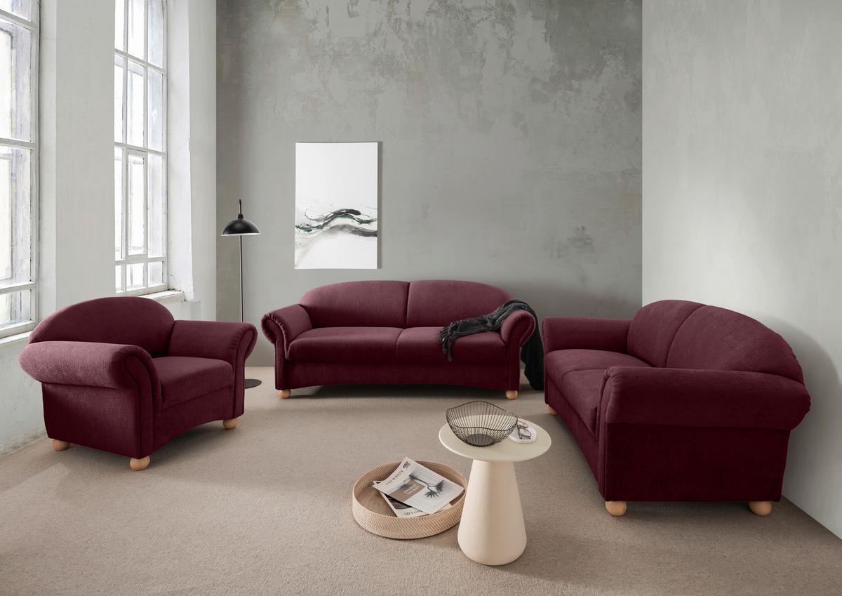 2,5-sitzer Torello Bordeaux B: 198cm - Wildeiche/Bordeaux, KONVENTIONELL, Textil (198/84/80cm) - Livetastic