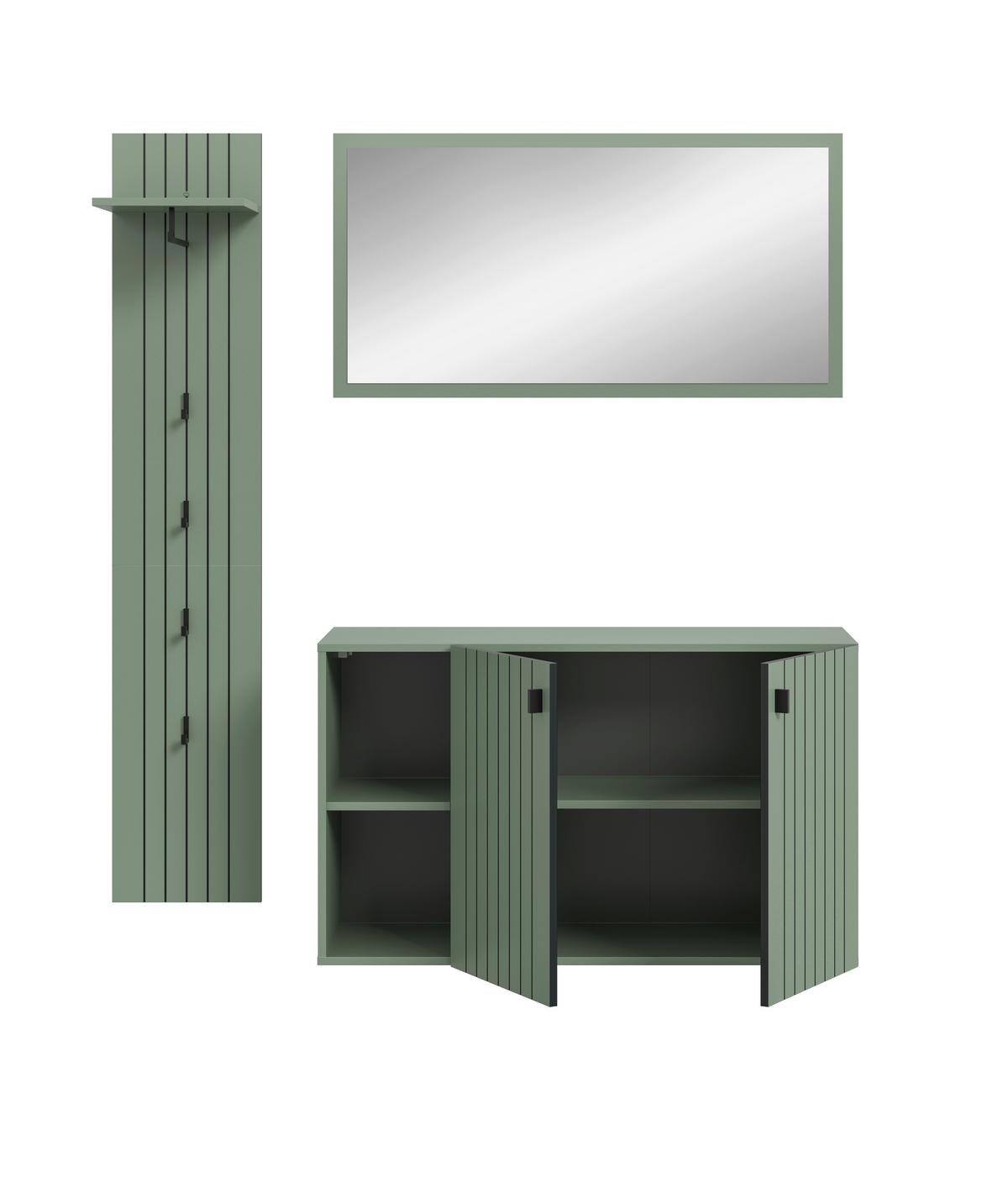 Garderobe Station Graugrün B: 152cm - Graugrün, Design, Holzwerkstoff (152/192/37cm) - MID.YOU