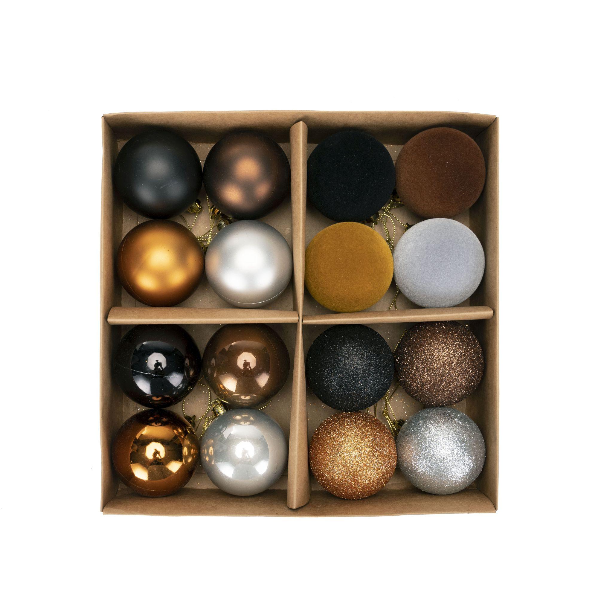 Christbaumkugel-Set Rumo - Silberfarben/Bernsteinfarben, MODERN, Kunststoff - Ondega
