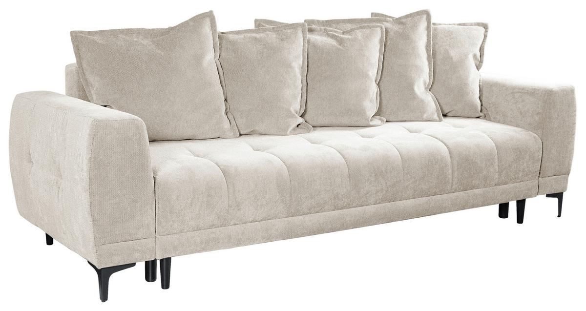 Schlafsofa Weronika, Creme B: 247 Cm - Creme/Schwarz, Design, Holz/Holzwerkstoff (247/94/90cm) - MID.YOU