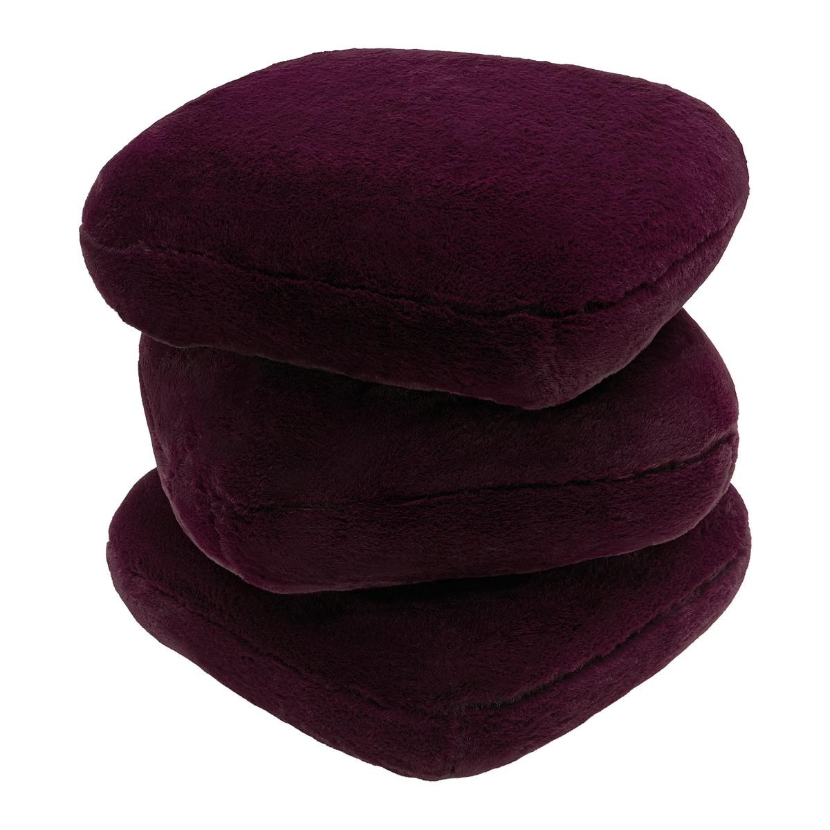 Dizajnová taburetka VICKY, bordová umelá kožušina - bordová, Modern, kov/drevo (54/54/44cm) - Premium Living