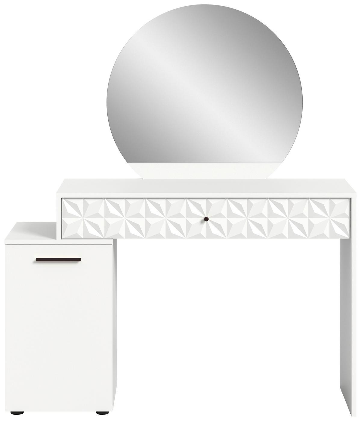 TOALETNÝ STOLÍK PRISMA - biela/biela s vysokým leskom, Design, kompozitné drevo/plast (117/42/138cm) - MID.YOU