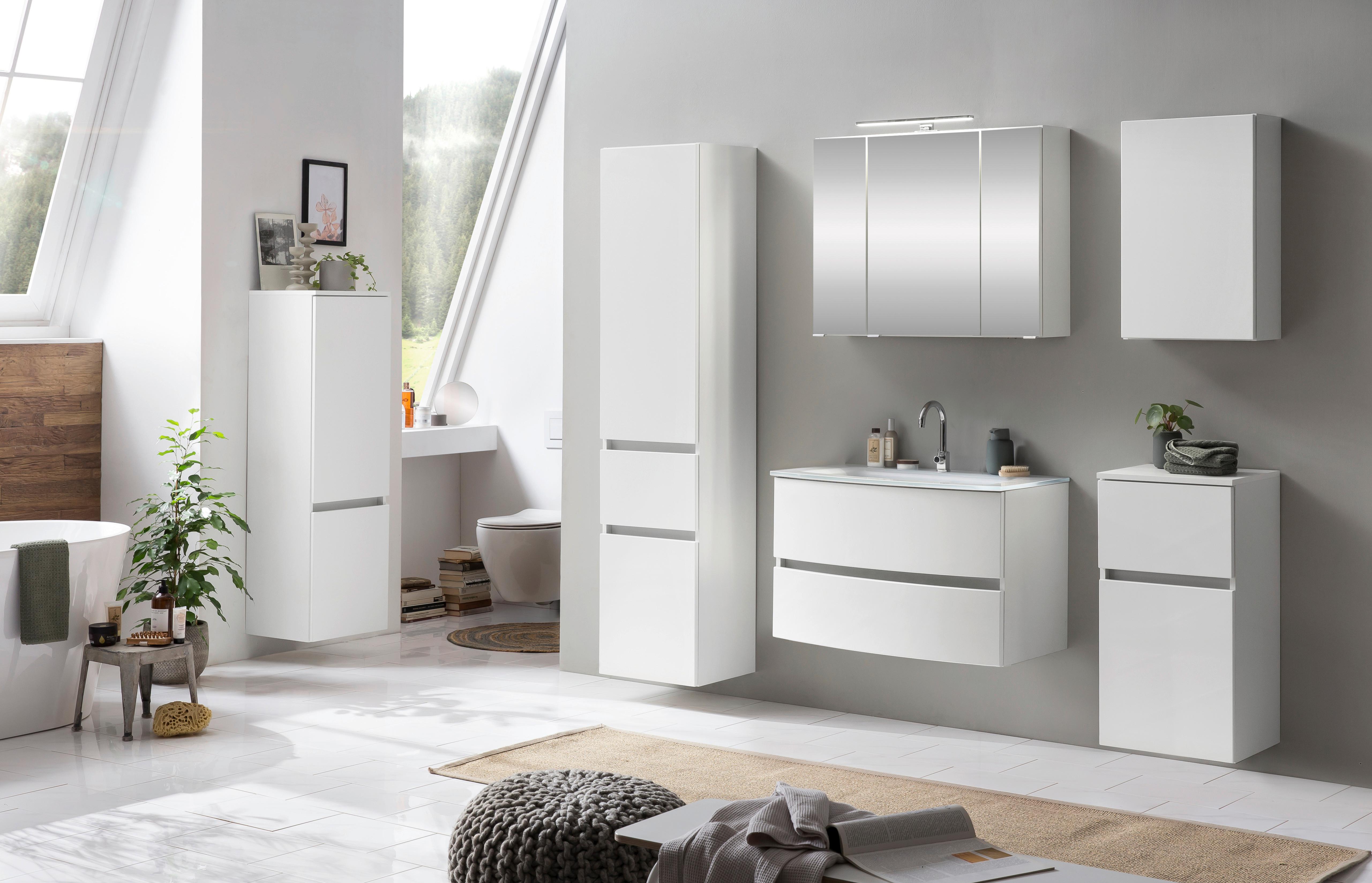 Hochschrank Kopenhagen B: 40 cm Weiß - Silberfarben/Weiß, KONVENTIONELL, Holzwerkstoff (40/180/35cm) - Held
