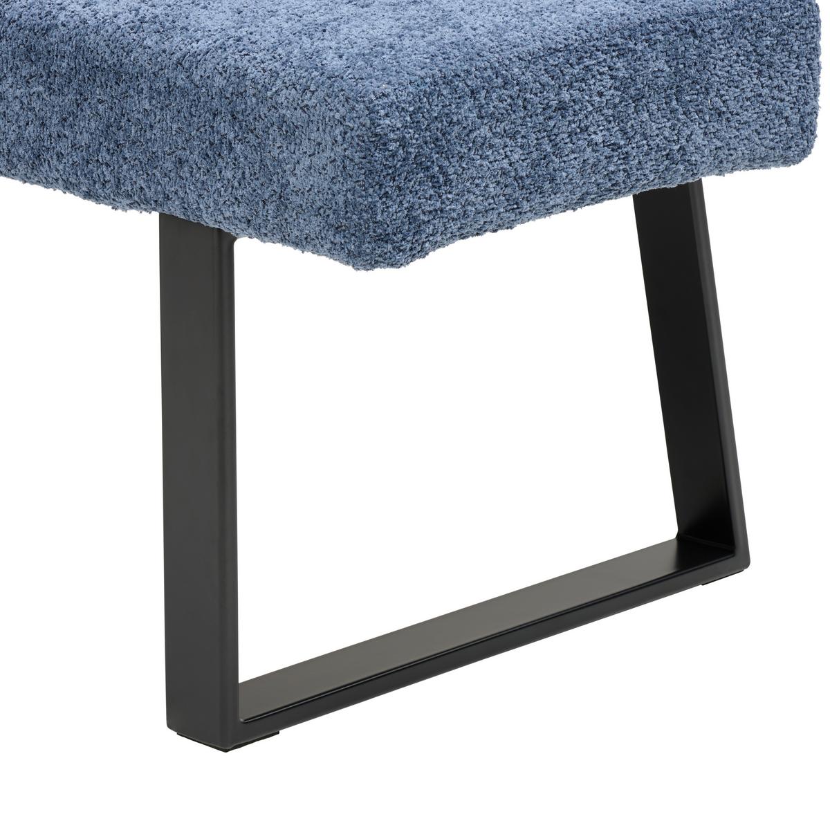 Eckbank Terri Dunkelblau, ca. 163x132 cm - Schwarz/Dunkelblau, KONVENTIONELL, Textil/Metall (160/130cm) - MID.YOU