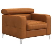 Polstersessel Sammy Gelb Leder - Chromfarben/Gelb, Design, Leder (99/78-92/106cm) - Livetastic