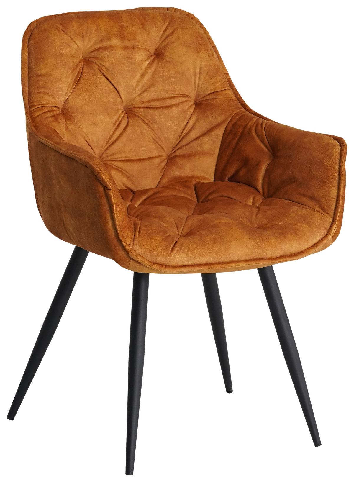 Armlehnstuhl-Set Alan Cognac B: 54 cm - Cognac/Schwarz, MODERN, Textil/Metall (54/86/53cm) - MID.YOU