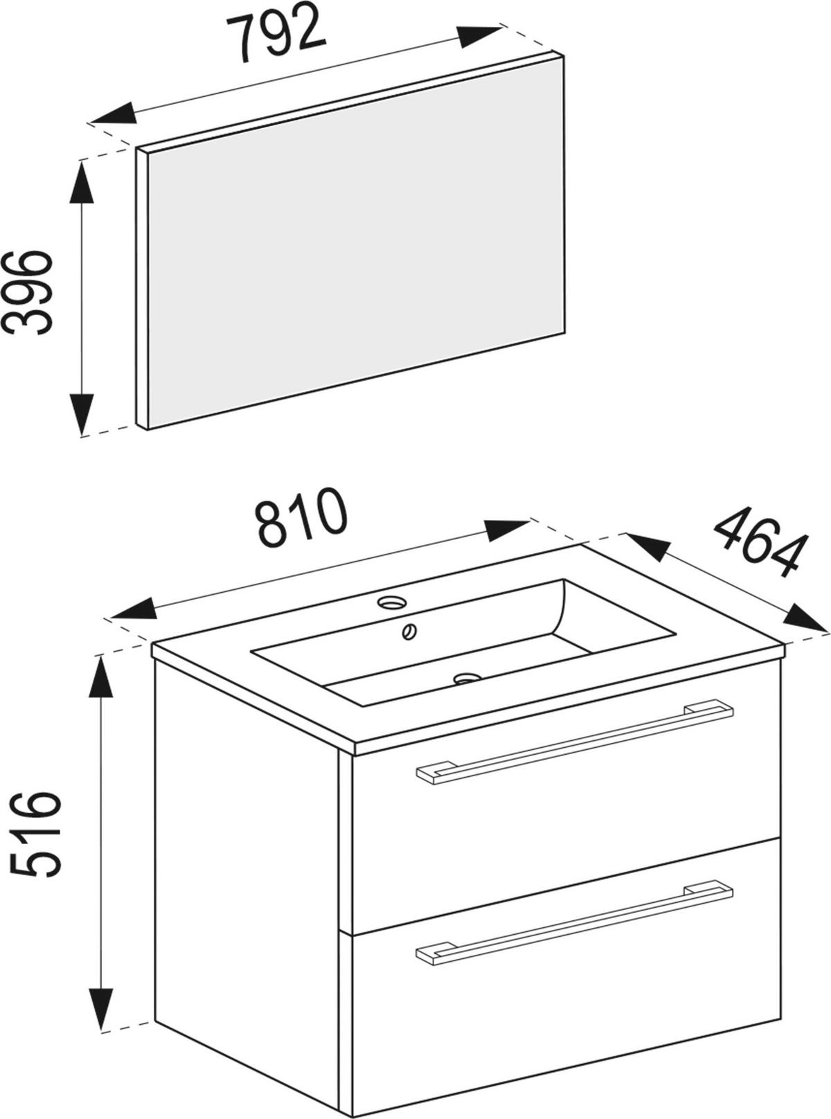 Badezimmer Badinos 5-Teilig Schwarz B: 146 cm - Schwarz/Weiß, MODERN, Keramik/Holzwerkstoff (147cm) - MID.YOU