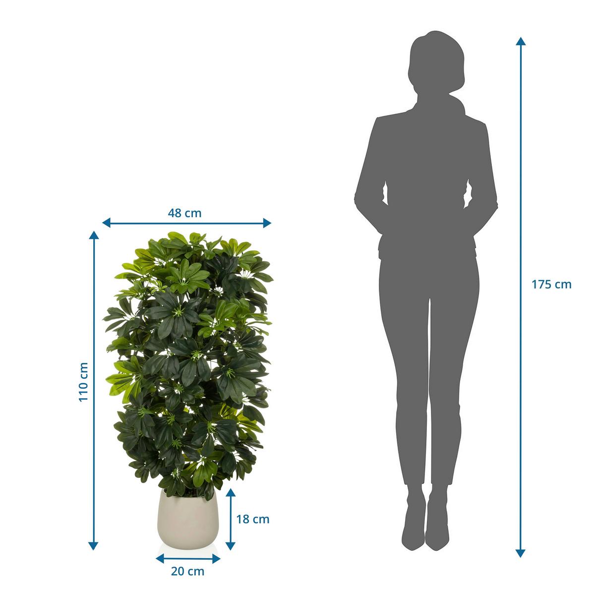 KUNSTPFLANZE Schefflera Grün B: 48cm - Weiß/Grün, MODERN, Kunststoff/Metall (48/110/45cm) - MID.YOU
