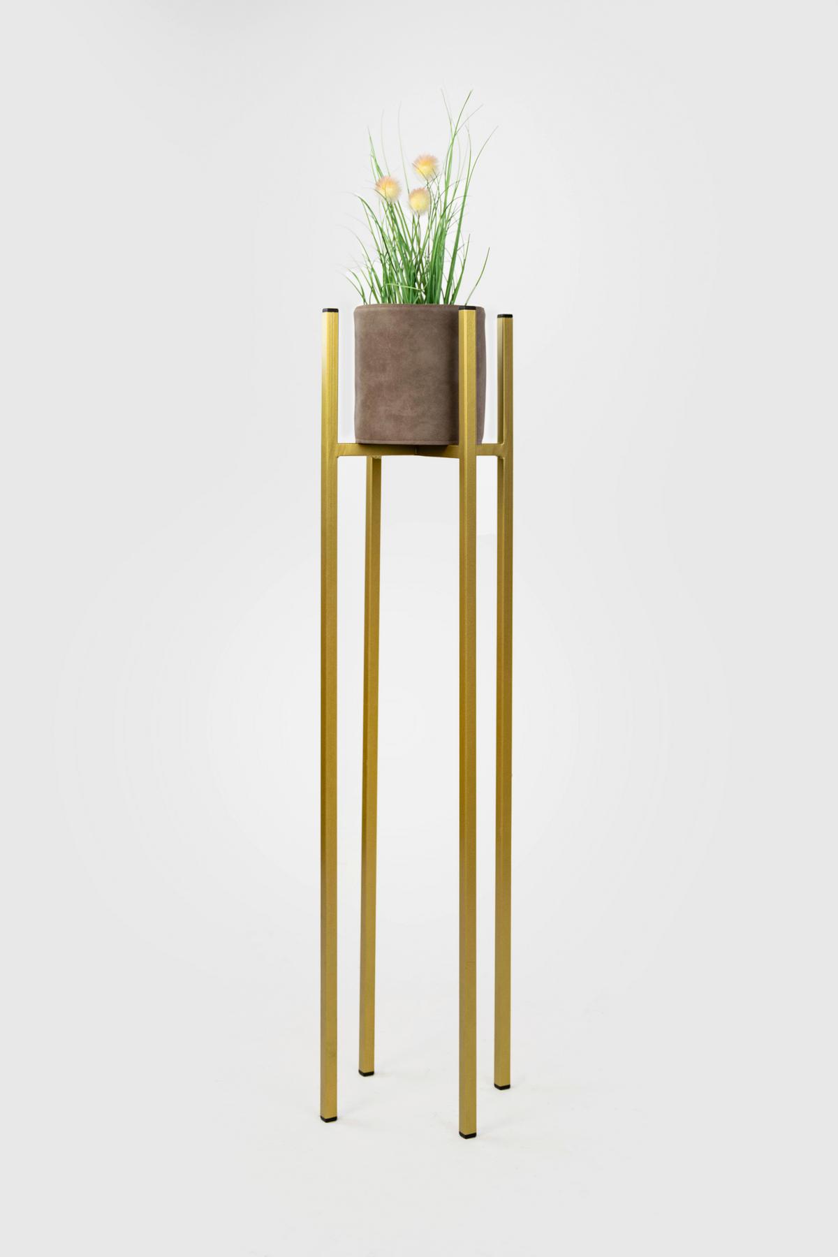 Blumenständer Aluminium Gold- Farben Bxhxt: 22x75x22 Cm - Goldfarben, Basics, Metall (22/75/22cm)