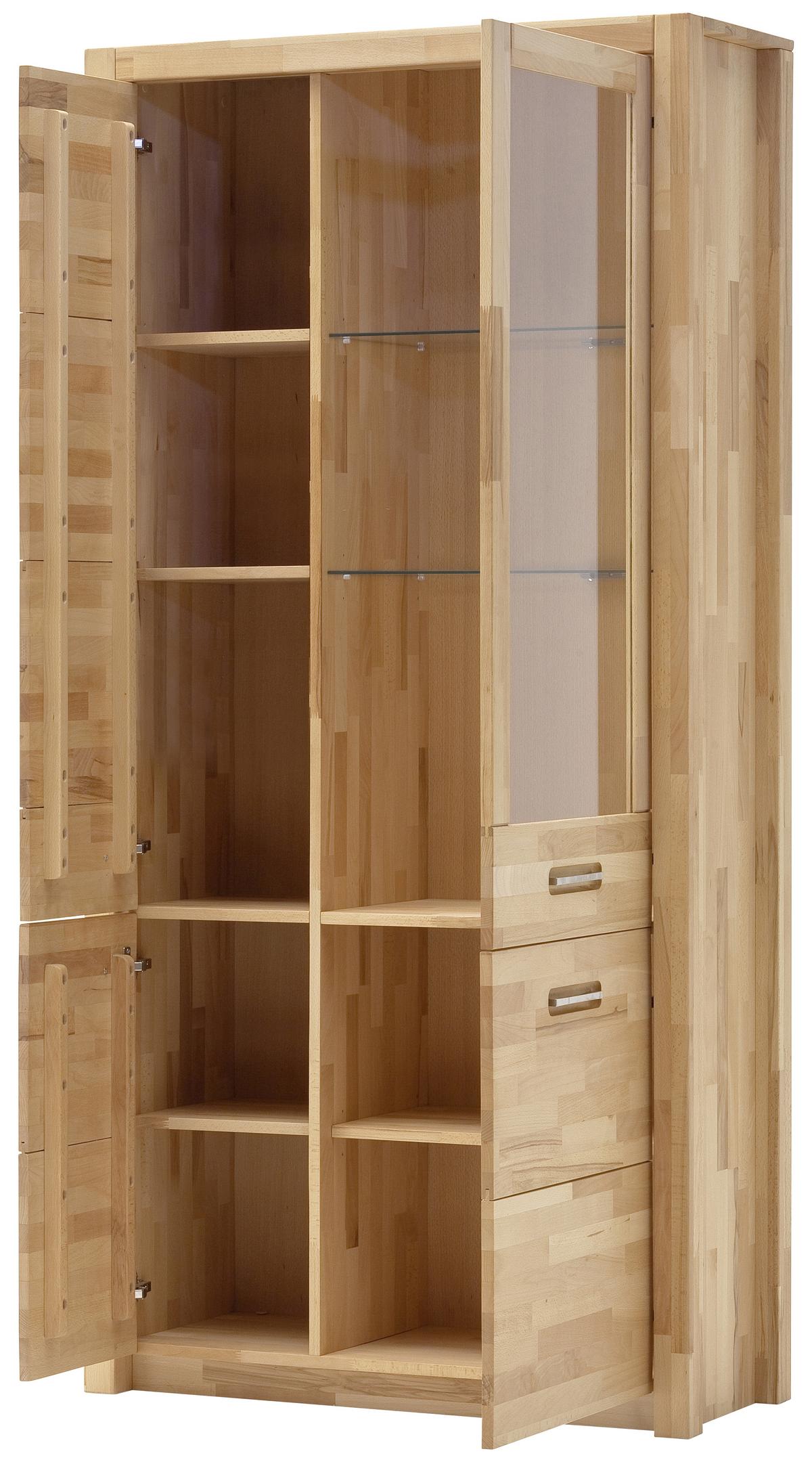 Vitrine Buchefarben, B: 98 Cm - Buchefarben, Design, Glas/Holz (98/203/40cm) - MID.YOU