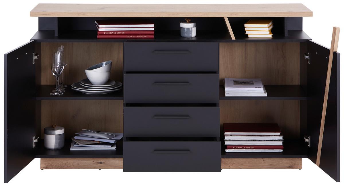 Kommode Mit Soft-Close B: 150,2cm Maxi, Grau/Eiche Dekor - Eichefarben, MODERN, Holzwerkstoff (150,2/90/41,9cm)