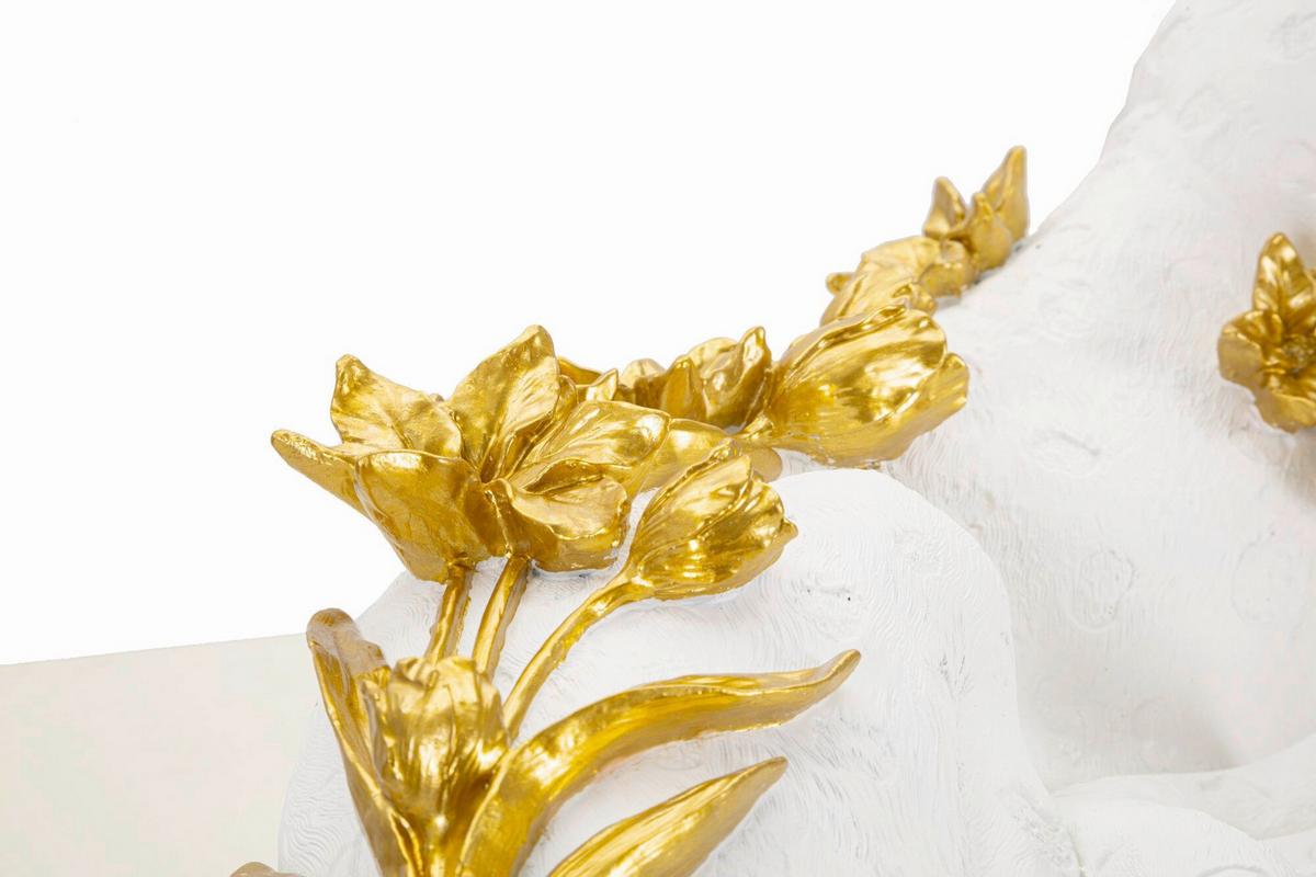 Skulptur Leopard White/Gold B: 53 cm - Goldfarben/Weiß, Basics, Kunststoff (53/24/21.5cm)