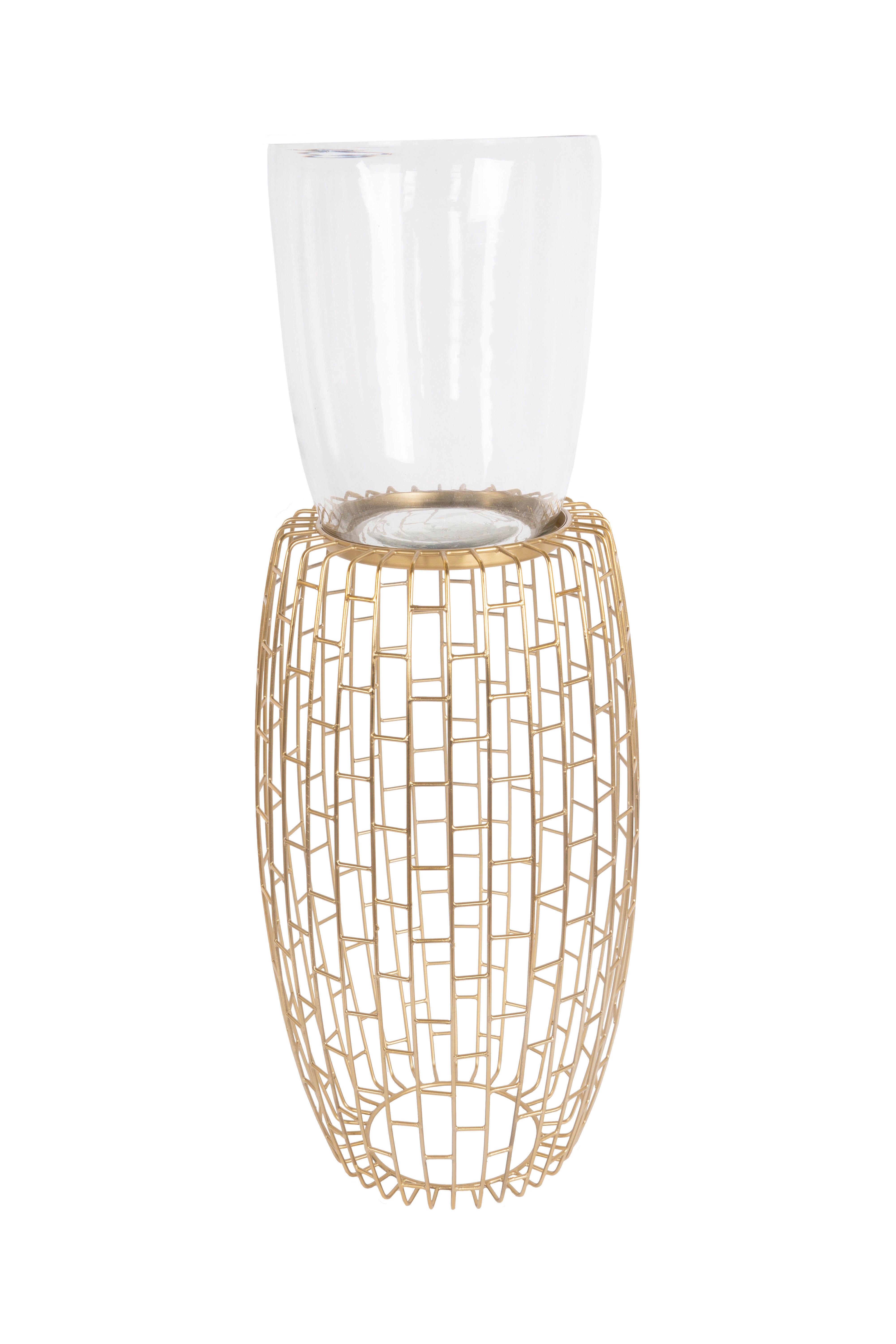 Windlicht Malibu Eisen/Glas Goldfarben H: 73 cm - Goldfarben, Design, Glas/Metall (28/73/28cm) - Kayoom