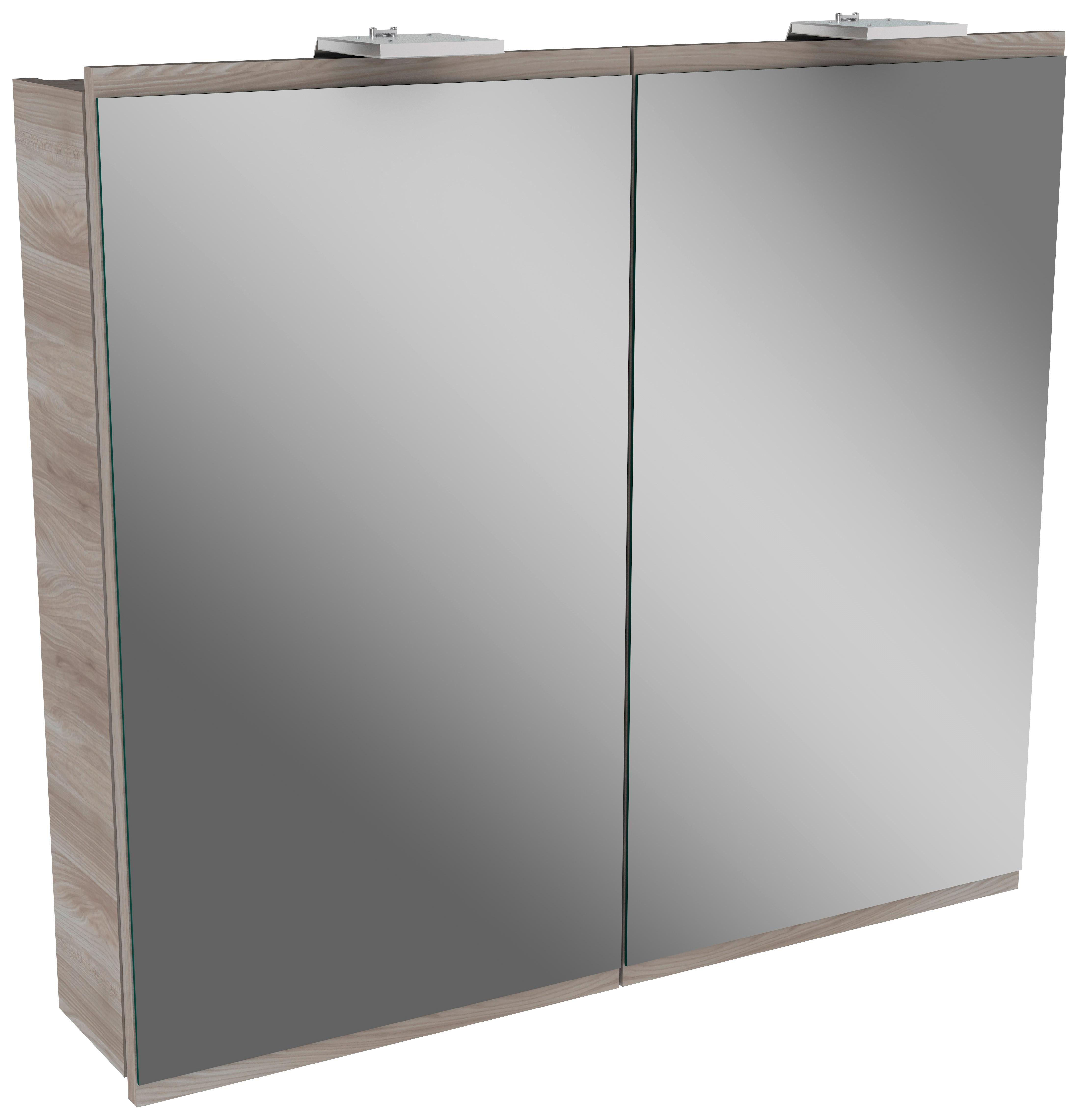 Spiegelschrank Lima mit LED 2-Türig BHT: 80x73x15,5 cm - MODERN, Glas/Holz (80/73/15,5cm) - MID.YOU