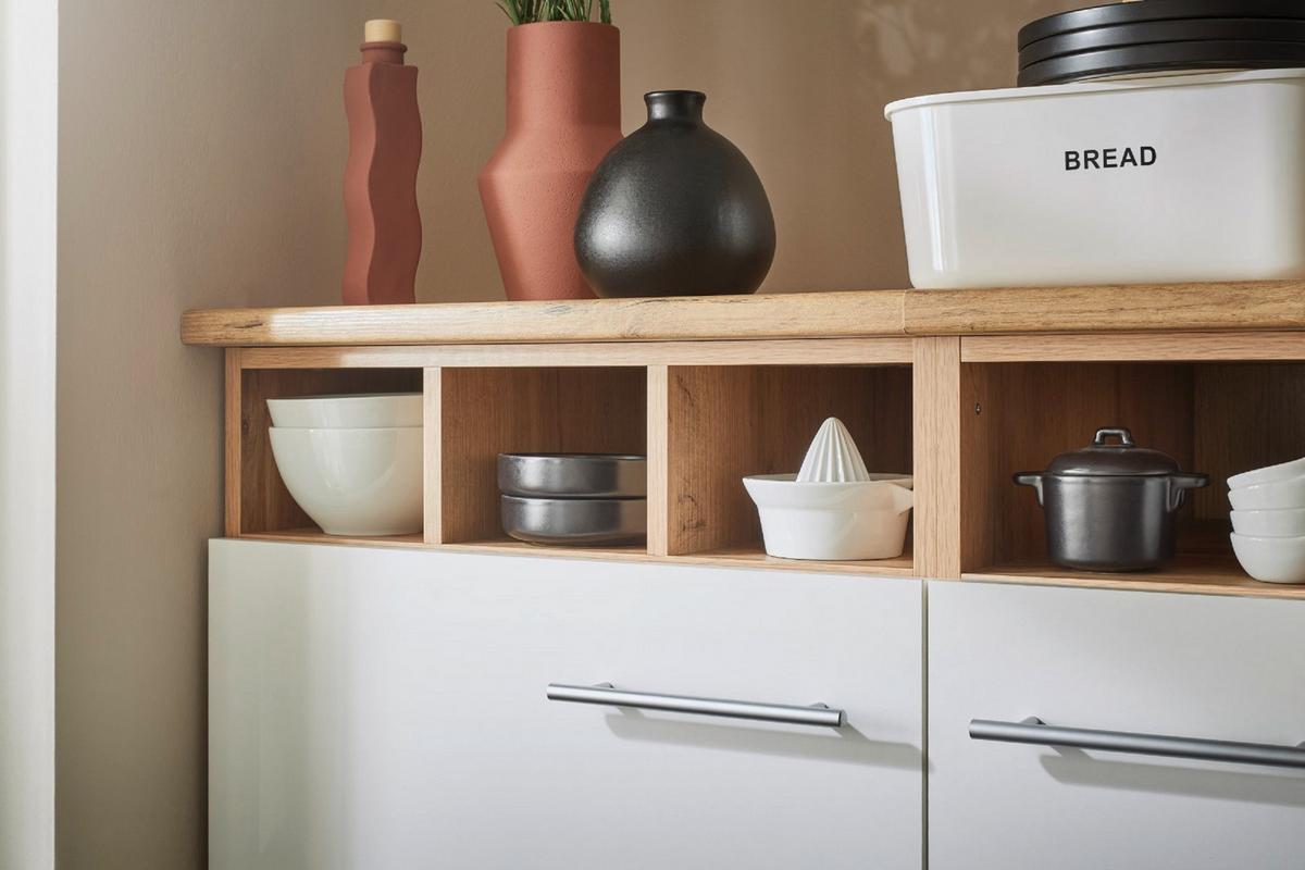 Küchenblock Hilde Küchenzeile 310 cm - Wildeiche/Weiß, Design, Holzwerkstoff (310-150cm) - Respekta