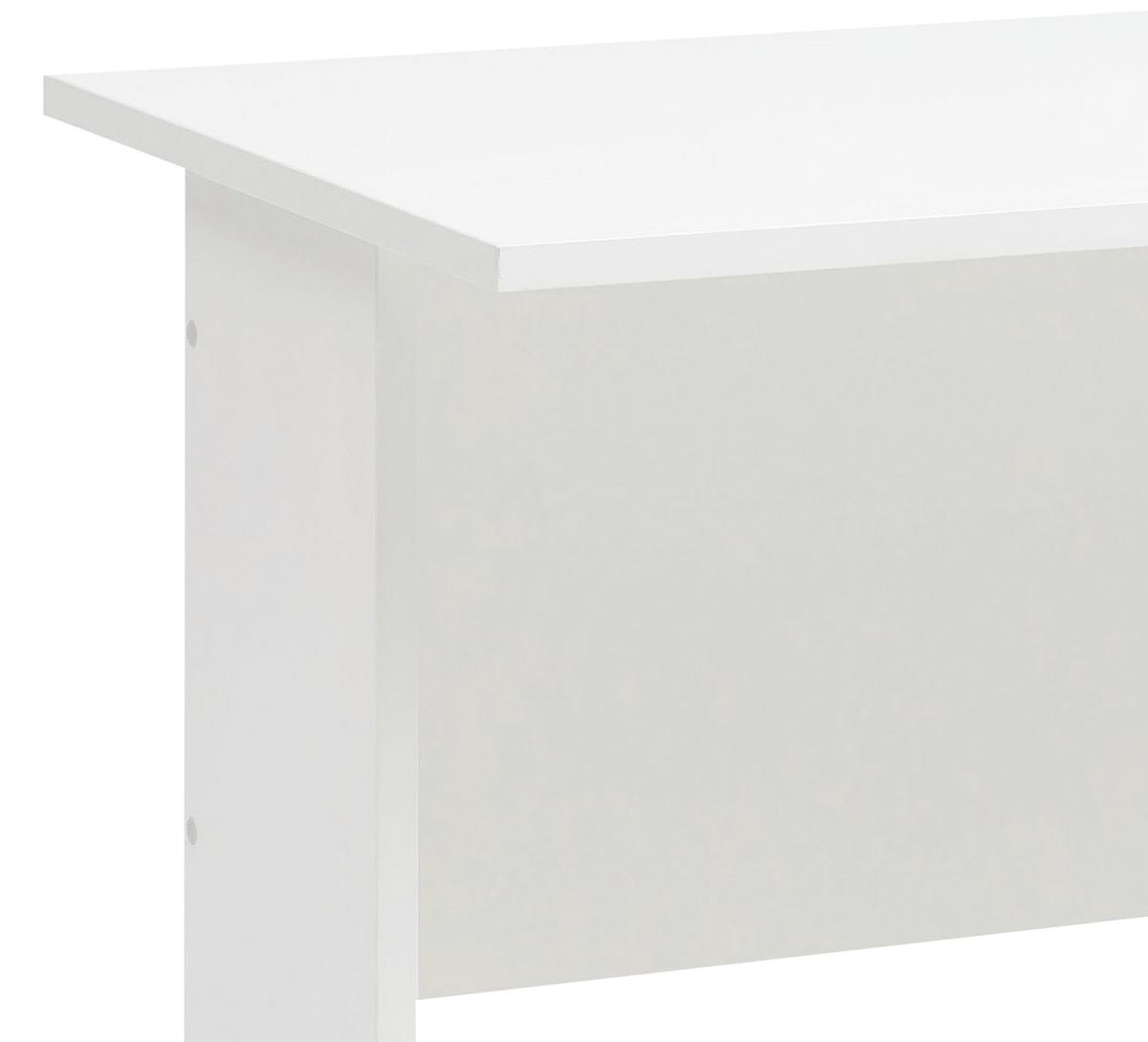 Schreibtisch B 140cm H 74,2cm Serie 200, Weiß - Silberfarben/Weiß, Basics, Holzwerkstoff/Metall (140/65/74,2cm) - MID.YOU