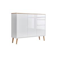 Kommode 105,5 Cm Mailand Typ 10 + Hf, Weiß - Weiß Hochglanz/Eiche Artisan, MODERN, Holzwerkstoff (105,5/86/33cm) - MID.YOU