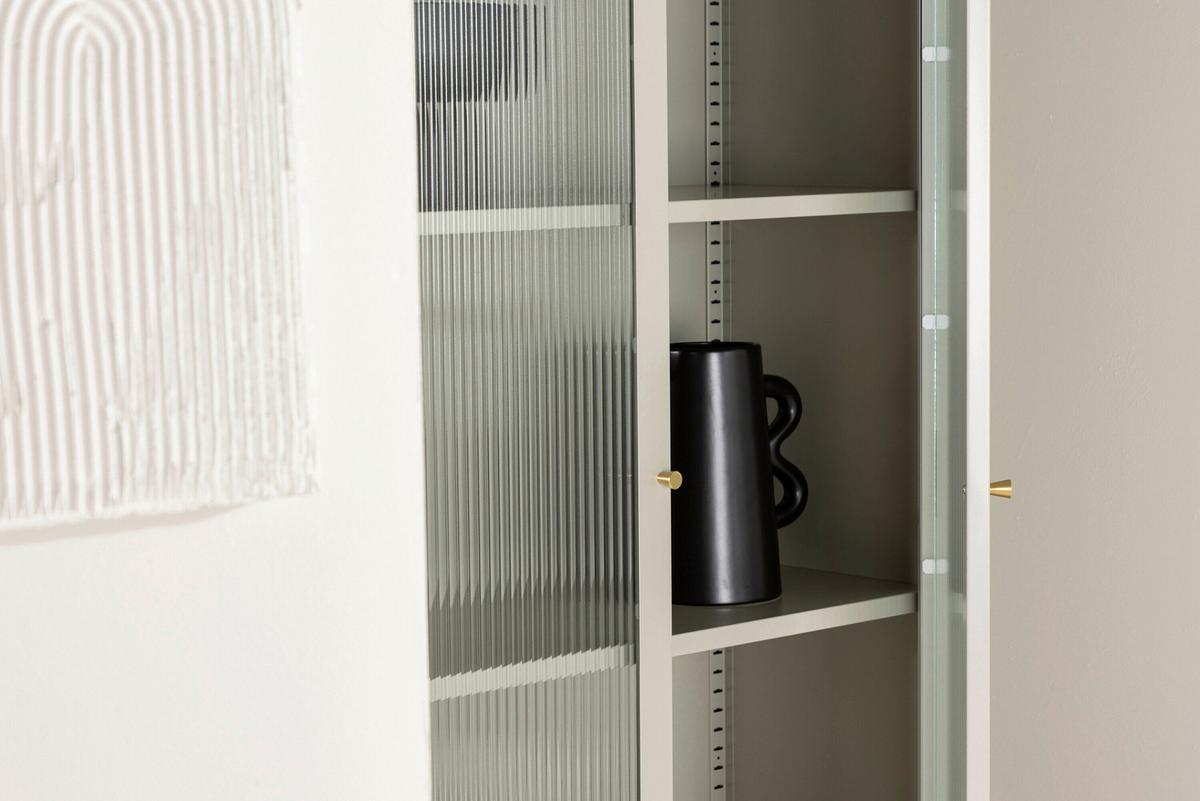 Vitrine Lima Beige B: 80cm - Beige, MODERN, Glas/Metall (80/180/35cm) - Livetastic