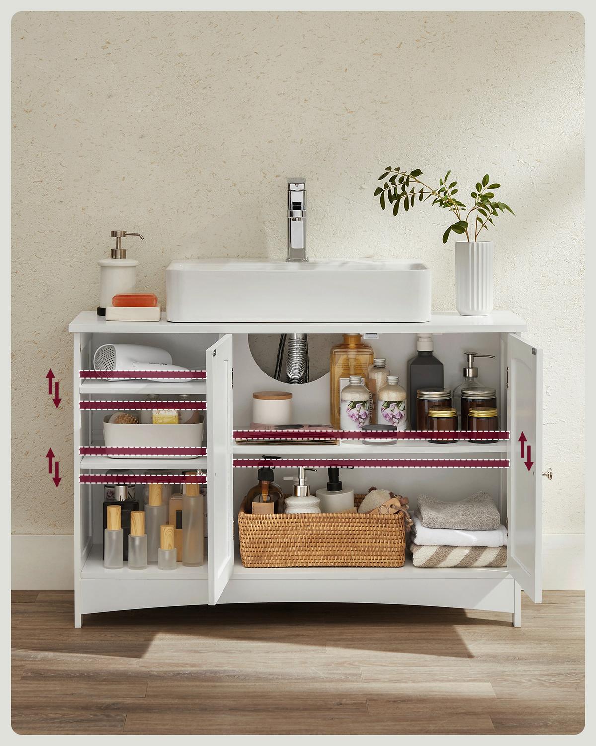Waschbeckenunterschrank Washbasin Cabinet - Weiß, MODERN, Holzwerkstoff (90/60/30cm) - MID.YOU