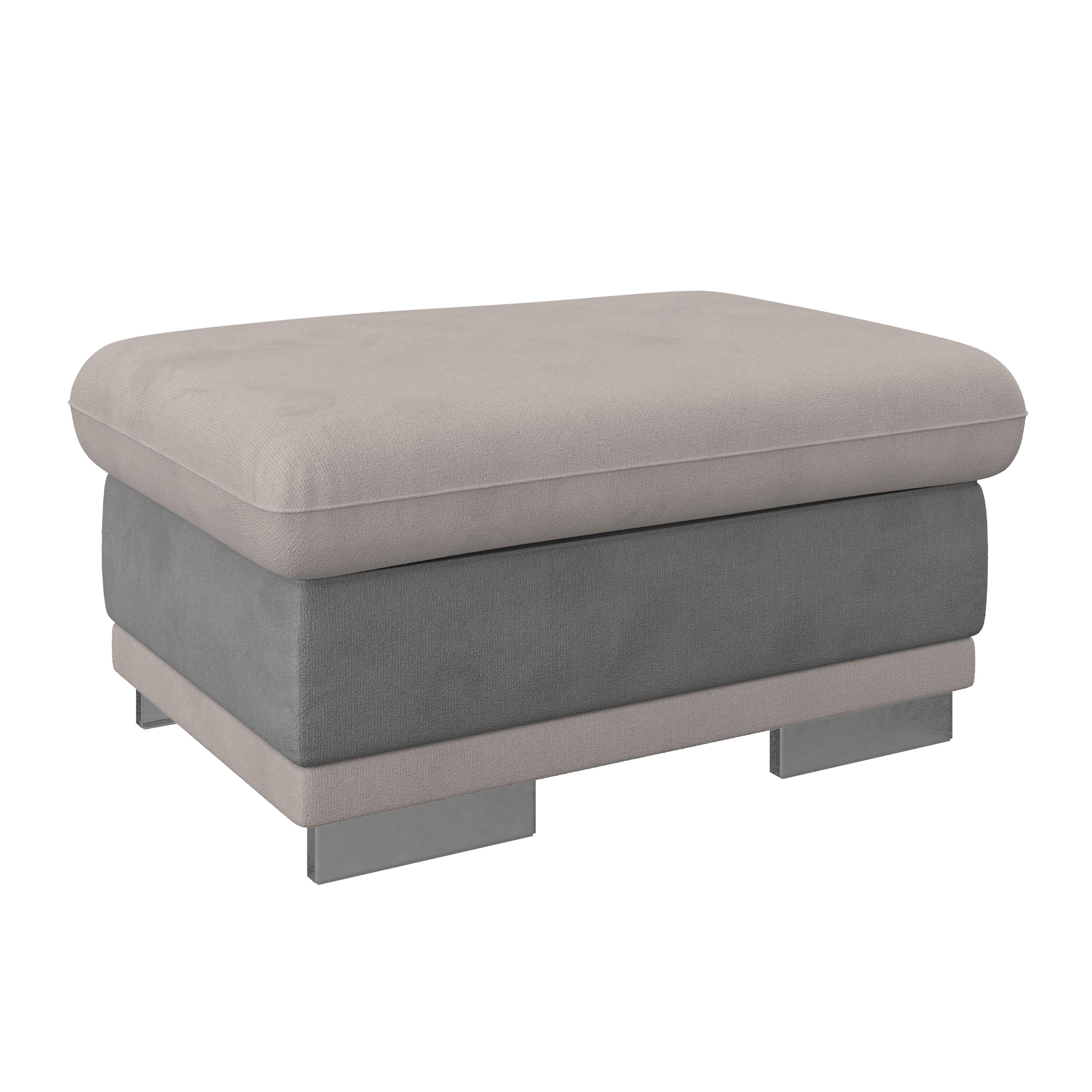 Hocker Seaside - Chromfarben/Hellgrau, KONVENTIONELL, Textil (97/47/67cm) - MID.YOU