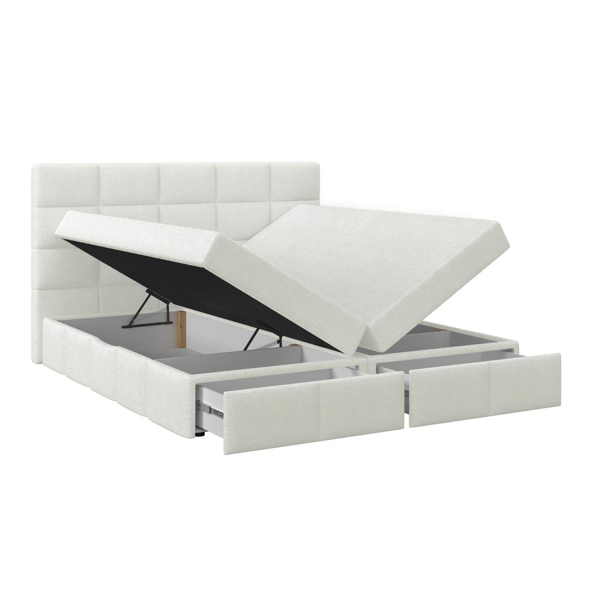 Polsterbett Alba Boucle Weiß, 180x200 Cm - Schwarz/Weiß, Trend, Textil (180/200cm)