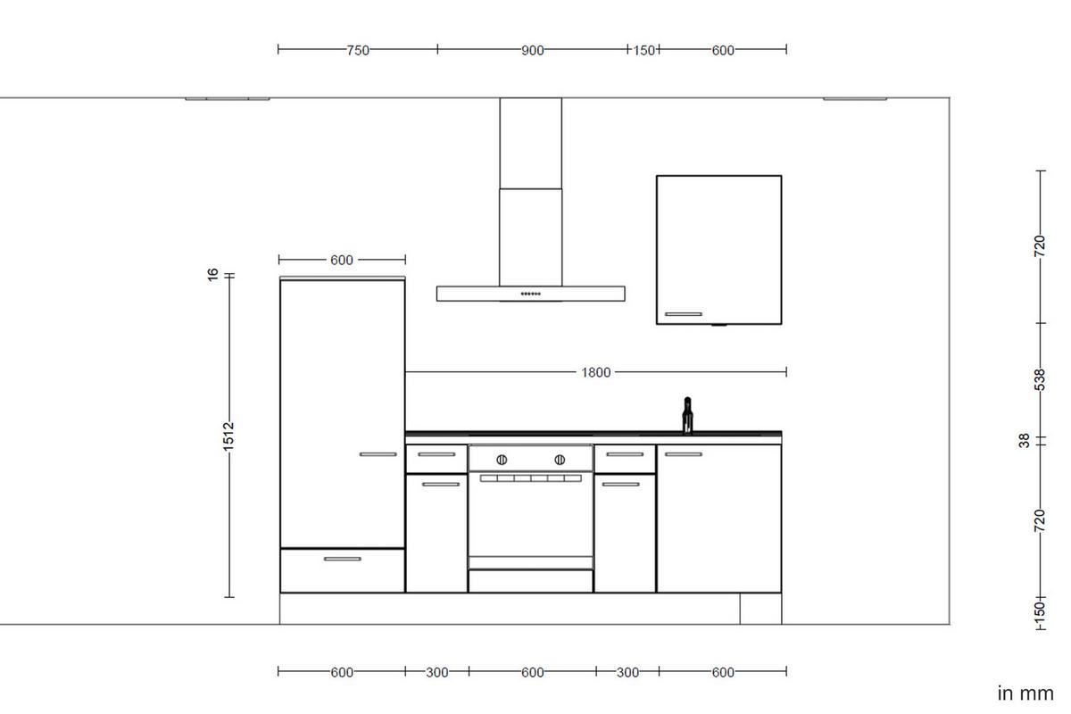 Kuchyňská linka 240 cm, alpská bílá vysoký lesk - barvy dubu/vysoce lesklá bílá, Moderní, kov/kompozitní dřevo (240cm) - Nobilia