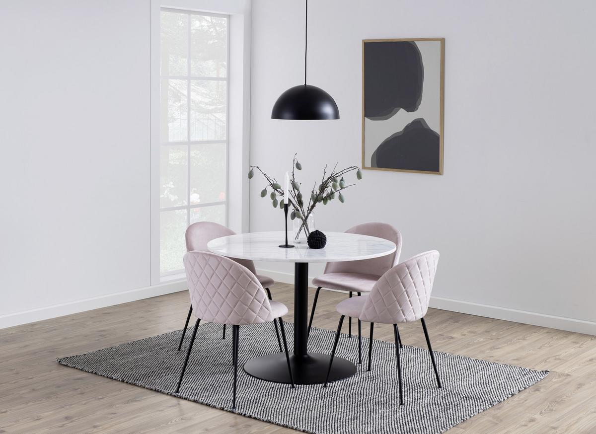 Esstisch Rund Tarifa Ø 110 Cm Marmor Weiß/schwarz - Schwarz/Weiß, Trend, Stein/Metall (110/110/75cm) - Livetastic