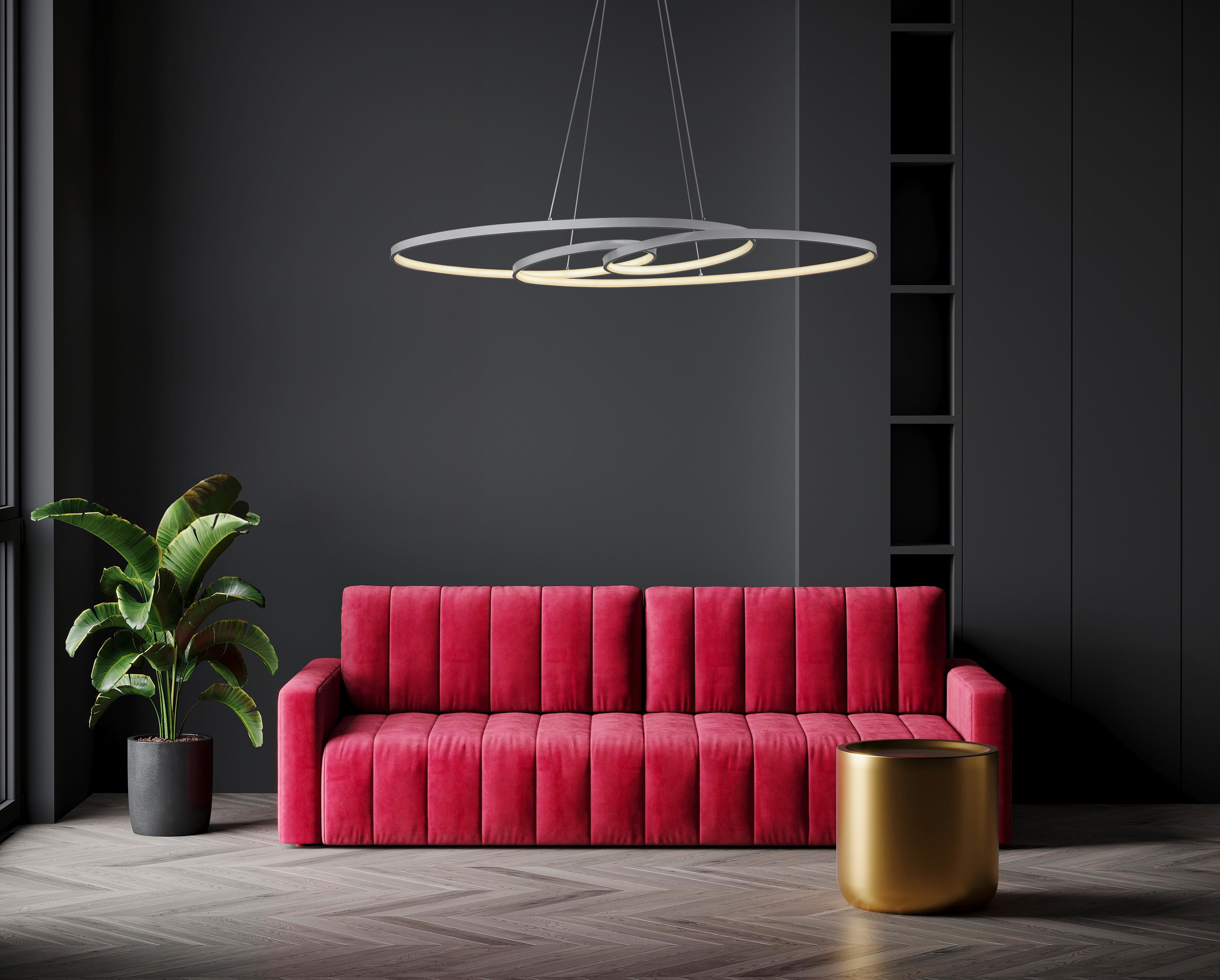 LED-Hängeleuchte 67177-40n - Silberfarben/Opal, Design, Kunststoff/Metall (100/36/120cm) - Globo