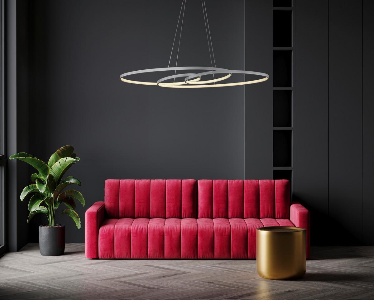 LED-Hängeleuchte 67177-40n - Silberfarben/Opal, Design, Kunststoff/Metall (100/36/120cm) - Globo