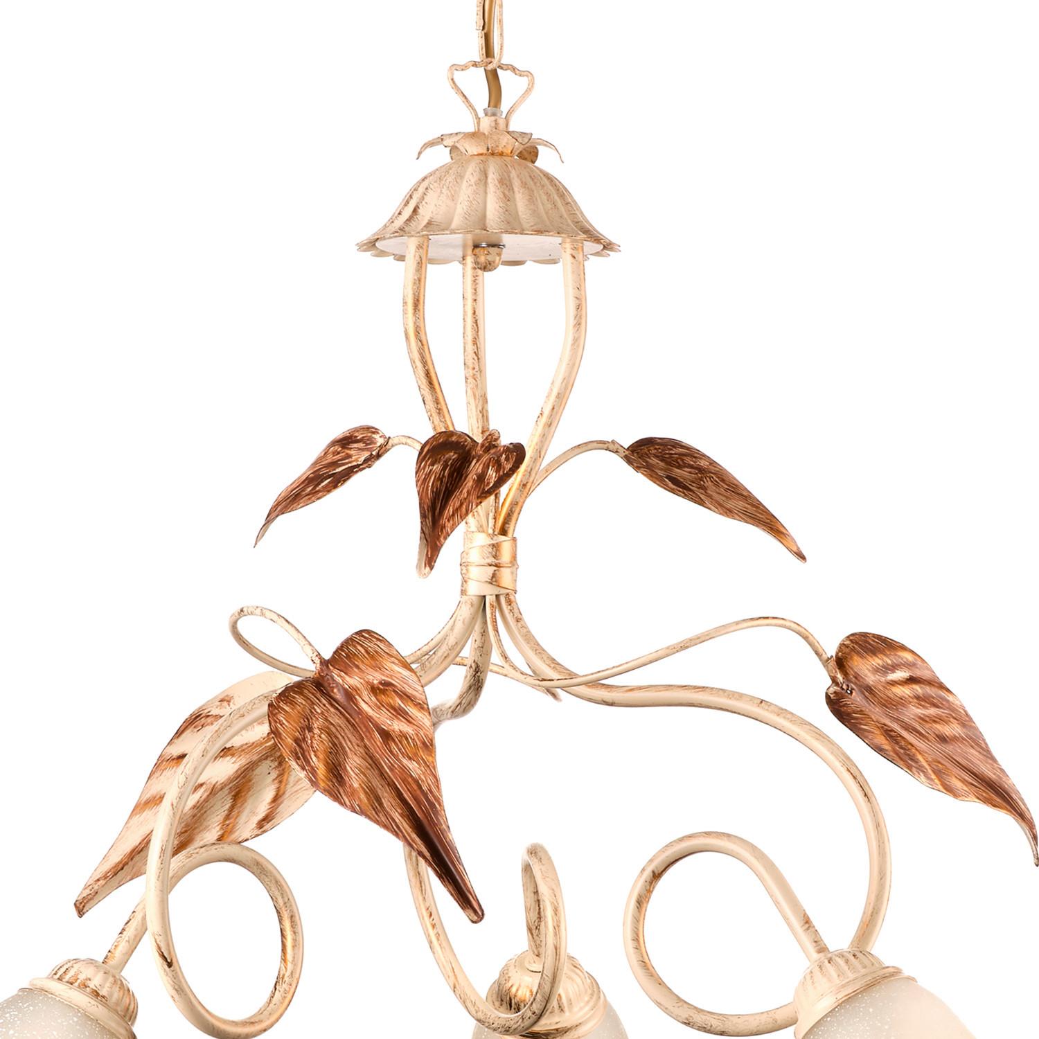 Kronleuchter 4647/3 - Beige/Weiß, Natur, Glas/Metall (40/40/110cm)