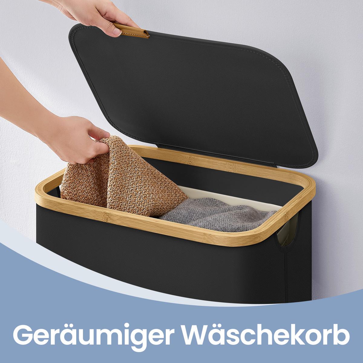 Wäschekorb Schwarz B: 42 cm - Schwarz, Basics, Naturmaterialien/Textil (42/70.5/32cm)